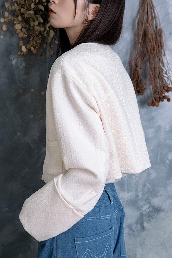 【Nora Lily】 Collarless Short Jacket-IVORY-223542045-01