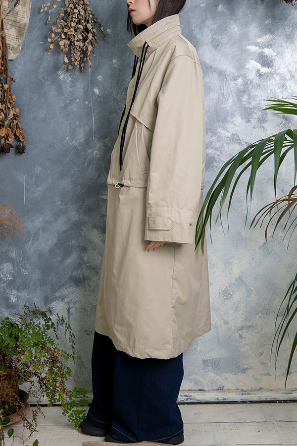 【Nora Lily】 Stand Collar Docking Trench Coat(UNISEX)-Pale BEIGE-223542044-52