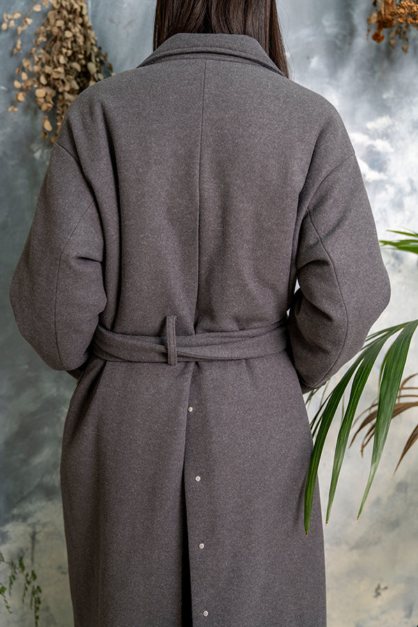 【Nora Lily】 Long Back Slit Tailor Coat(UNISEX)-GREY-223542043-13