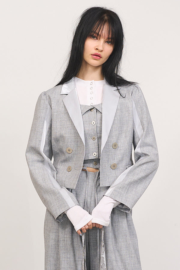 【Nora Lily】「elle」Classical Satin Switching Jacket-Heather Grey-225142103-11F