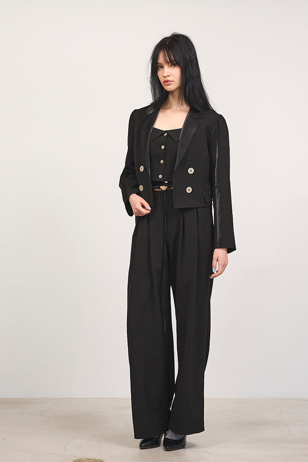 【Nora Lily】「elle」High & Low 2way Rise Pants-Black-225160088-19F