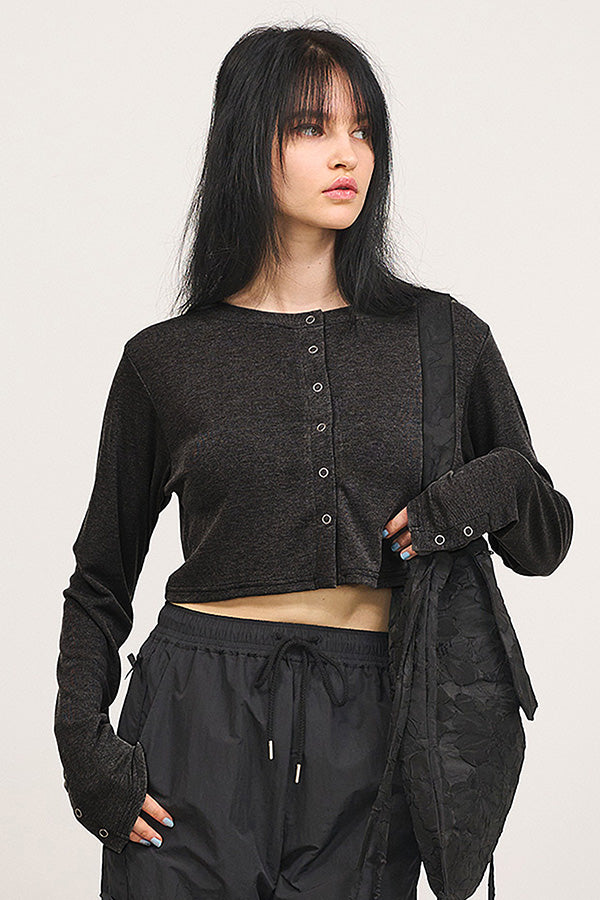 ご予約商品：【Nora Lily】「elle」Design Cut L/S Cardigan-Black-225180143-19F