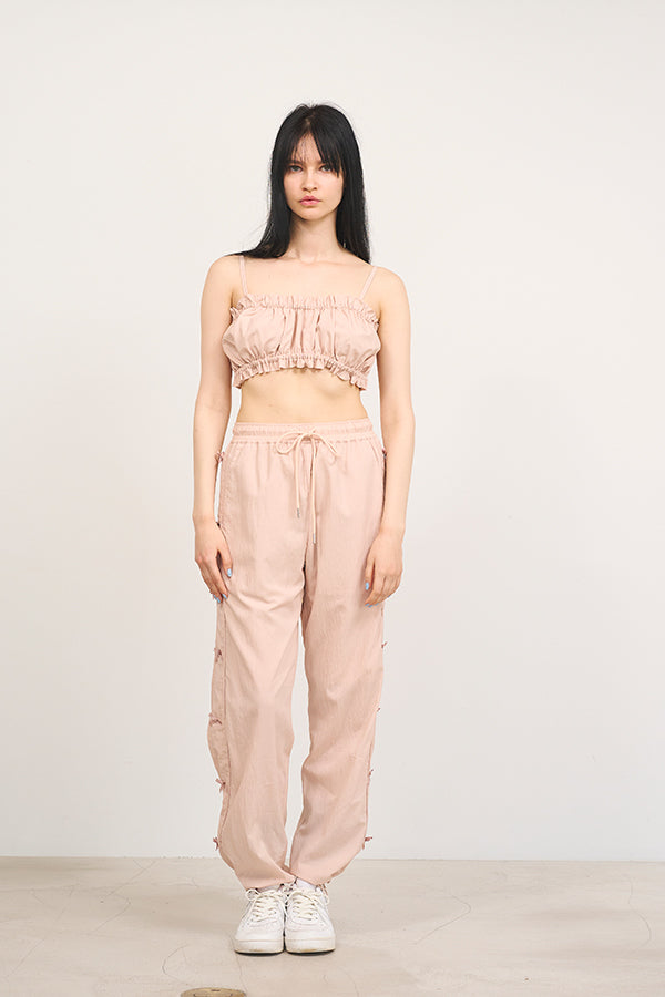 【Nora Lily】「elle」Side Ribbon Nylon Pants-Baby Pink-225160084-71F