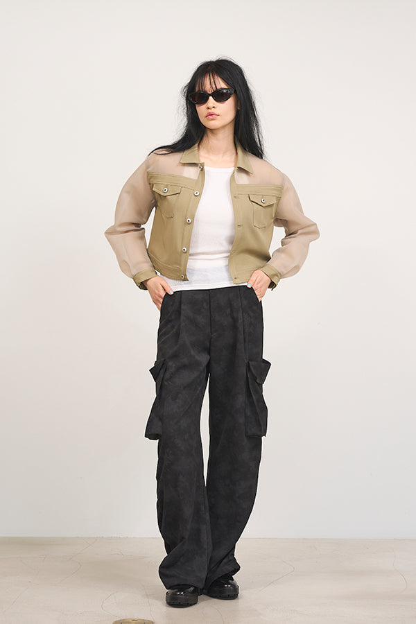 【Nora Lily】「elle」Uneven color Cargo Pants-Black-225160093-19F