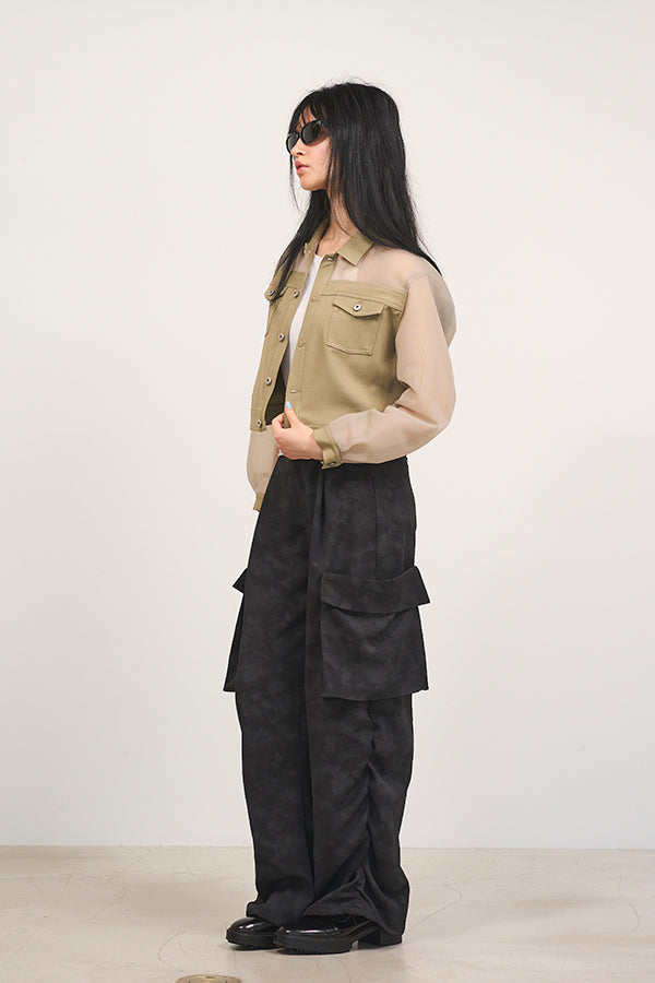 【Nora Lily】「elle」Uneven color Cargo Pants-Black-225160093-19F