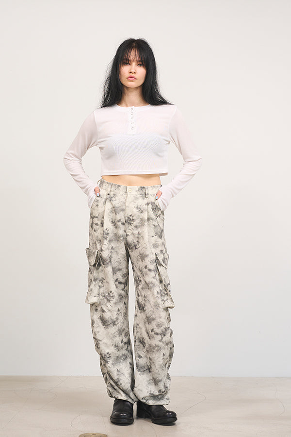 【Nora Lily】「elle」Uneven color Cargo Pants-White-225160093-01F