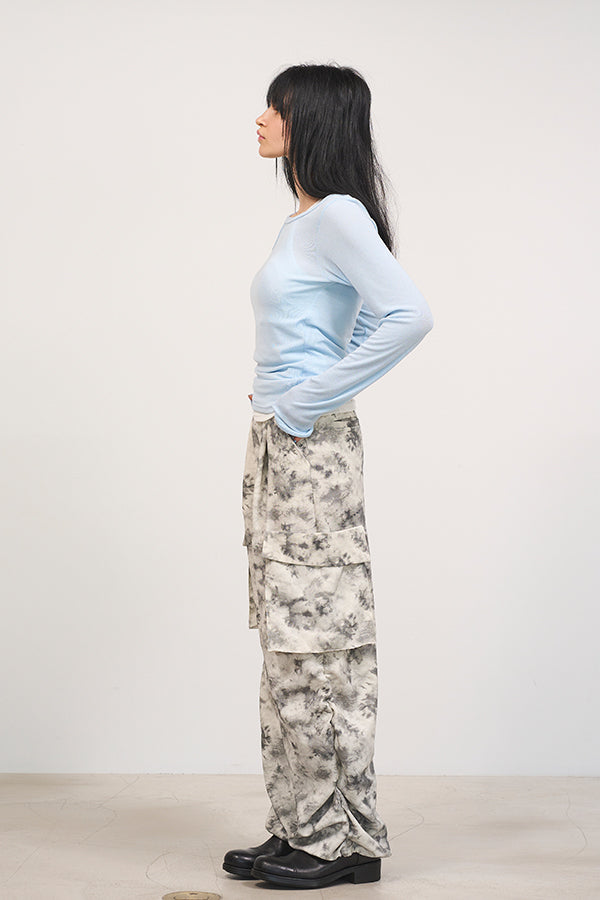 【Nora Lily】「elle」Uneven color Cargo Pants-White-225160093-01F