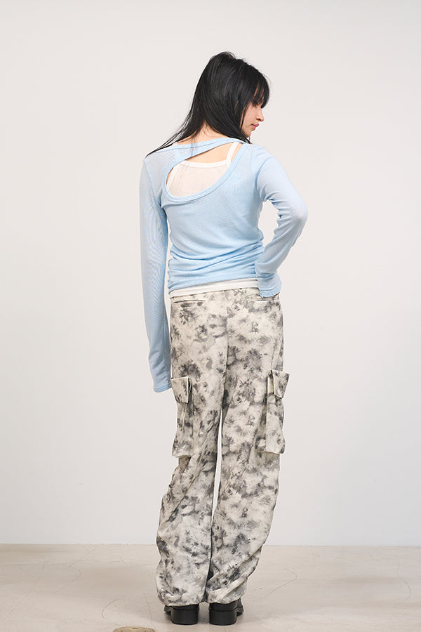 【Nora Lily】「elle」Uneven color Cargo Pants-White-225160093-01F