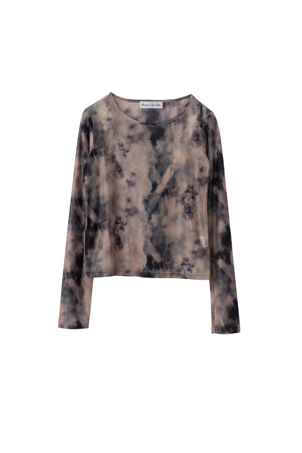 【Nora Lily】「elle」Tie dyeing sheer Top 2-Beige Tie Dye-225380144-50F