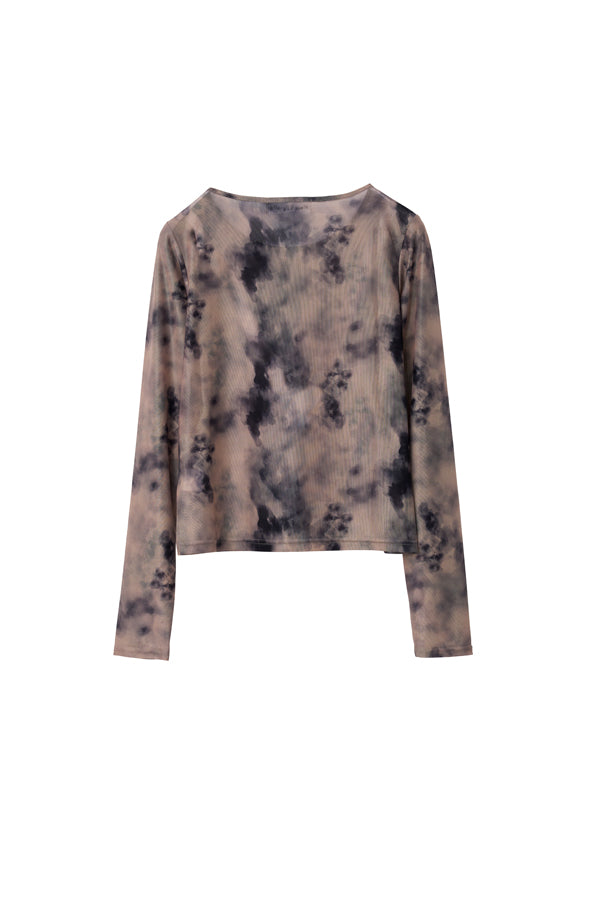 【Nora Lily】「elle」Tie dyeing sheer Top 2-Beige Tie Dye-225380144-50F