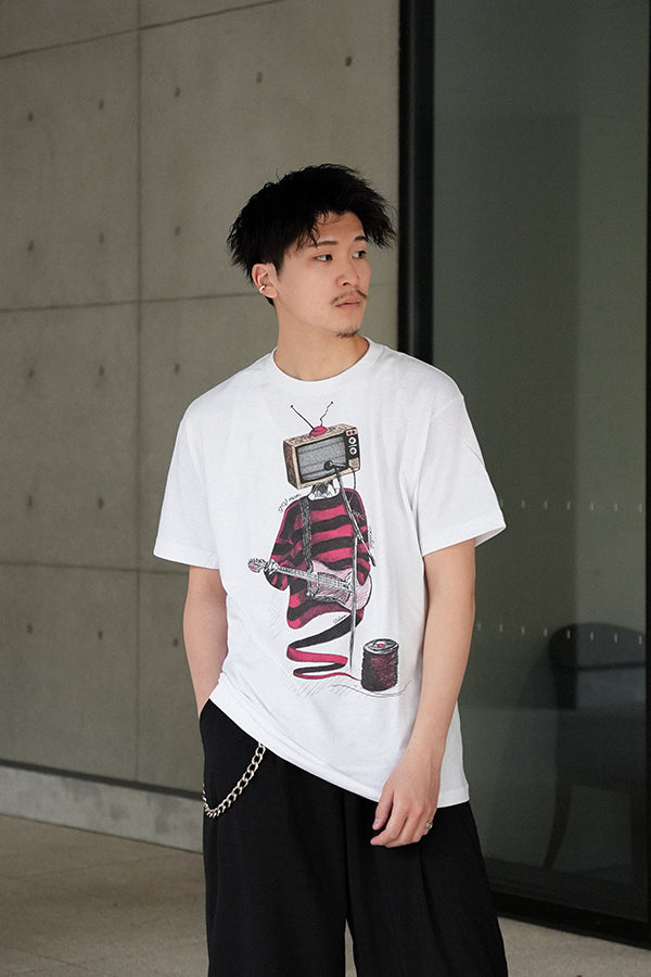 【INTERPLAY x TAKERU】Crazy TV man Tee Shirt(UNISEX)-WHITE- 624120009-01