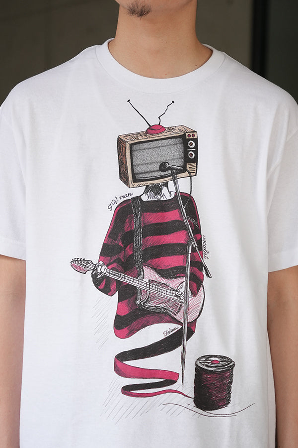 【INTERPLAY x TAKERU】Crazy TV man Tee Shirt(UNISEX)-WHITE- 624120009-01