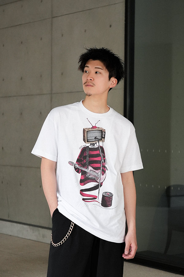 【INTERPLAY x TAKERU】Crazy TV man Tee Shirt(UNISEX)-WHITE- 624120009-01