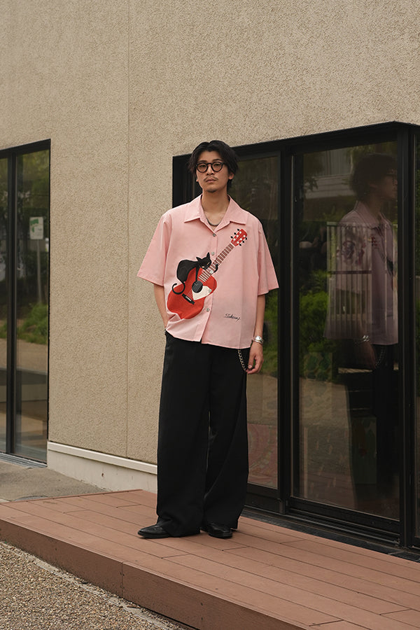 【INTERPLAY x TAKERU】Acoustic Meow Open Collar Shirt(UNISEX)-PINK- 624180007-72F