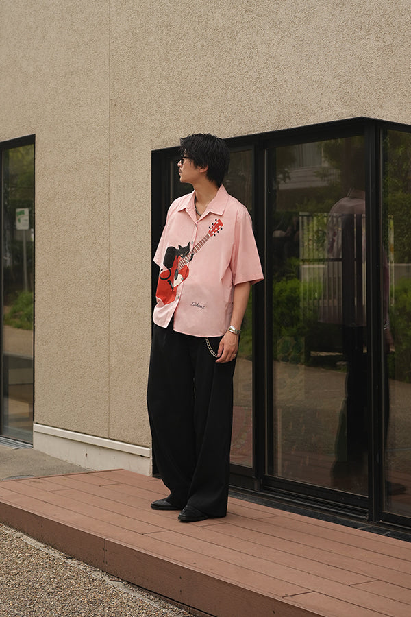 【INTERPLAY x TAKERU】Acoustic Meow Open Collar Shirt(UNISEX)-PINK- 624180007-72F