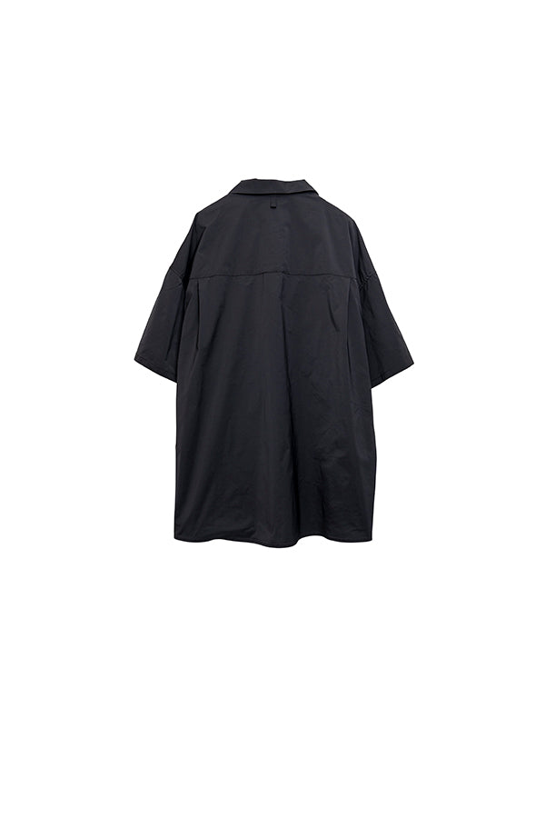 【INTERPLAY x たいが】Big Pocket Snap Open Collar Shirt-BLACK-624180010-19