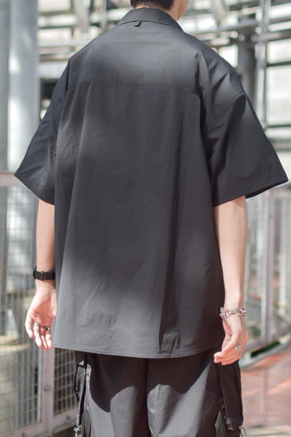 【INTERPLAY x たいが】Big Pocket Snap Open Collar Shirt-BLACK-624180010-19