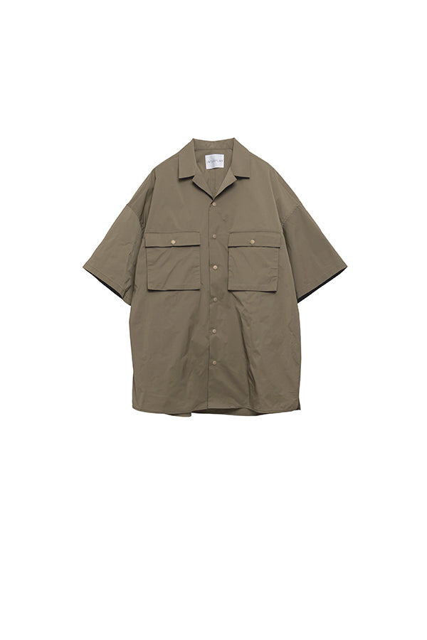 【INTERPLAY x たいが】Big Pocket Snap Open Collar Shirt-KHAKI-624180010-27