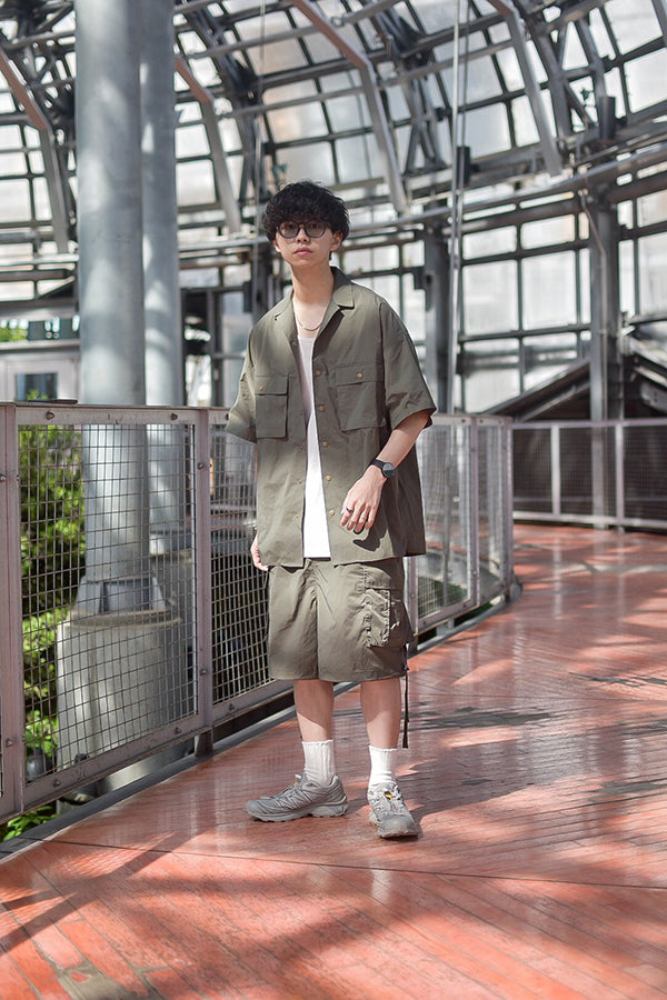 【INTERPLAY x たいが】Big Pocket Snap Open Collar Shirt-KHAKI-624180010-27