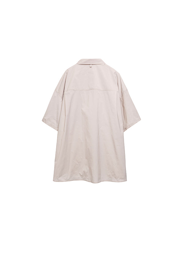 【INTERPLAY x たいが】Big Pocket Snap Open Collar Shirt-BEIGE-624180010-52
