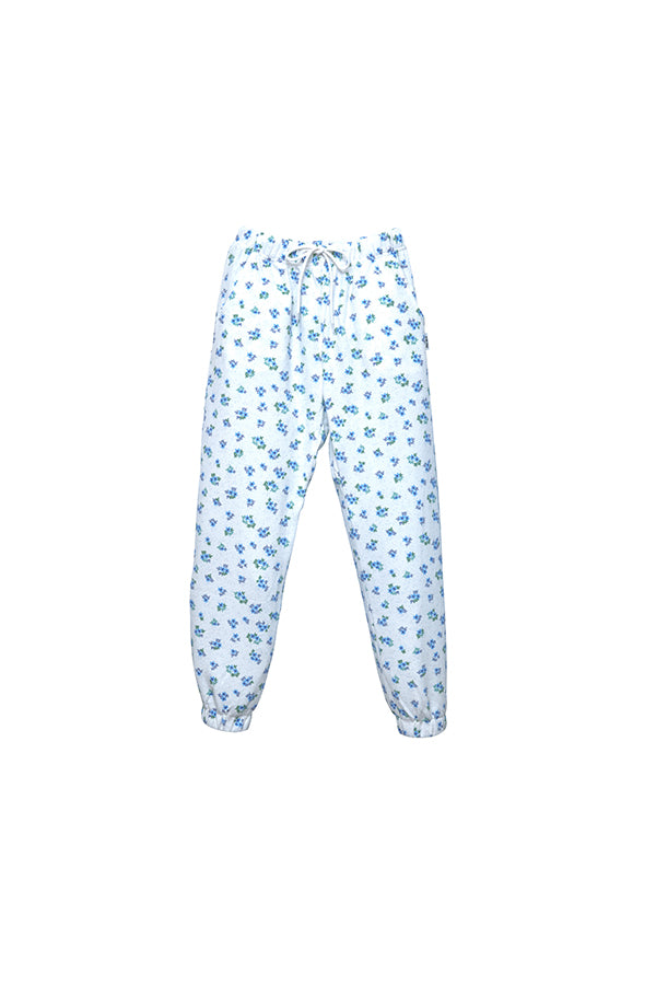 【INTERPLAY x AYA】Waffle Flower Jogger Pants(Women)-WHITE x blue-624360005-11S/M-2サイズ展開