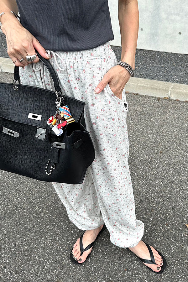 【INTERPLAY x AYA】Waffle Flower Jogger Pants(Women)-GREY x red-624360005-12S/M-2サイズ展開