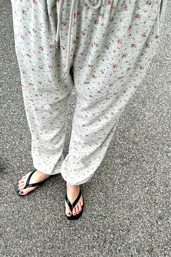 【INTERPLAY x AYA】Waffle Flower Jogger Pants(Women)-GREY x red-624360005-12S/M-2サイズ展開