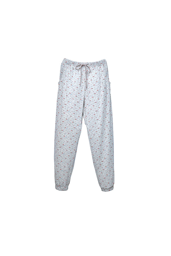 【INTERPLAY x AYA】Waffle Flower Jogger Pants(Women)-GREY x red-624360005-12S/M-2サイズ展開