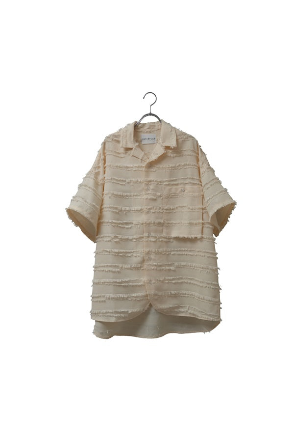 【INTERPLAY】 Open Collar S/S Over Size Shirt【3:Fringe】-IVORY-＜UNISEX＞ 624380002-04F