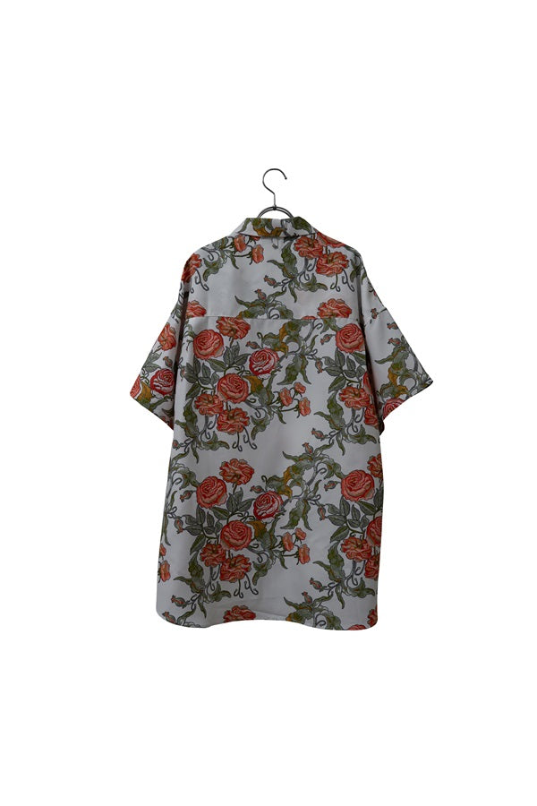 【INTERPLAY】 Open Collar S/S Over Size Shirt【3:Pattern】-WHITE Retro Flower-＜UNISEX＞ 624380003-02F