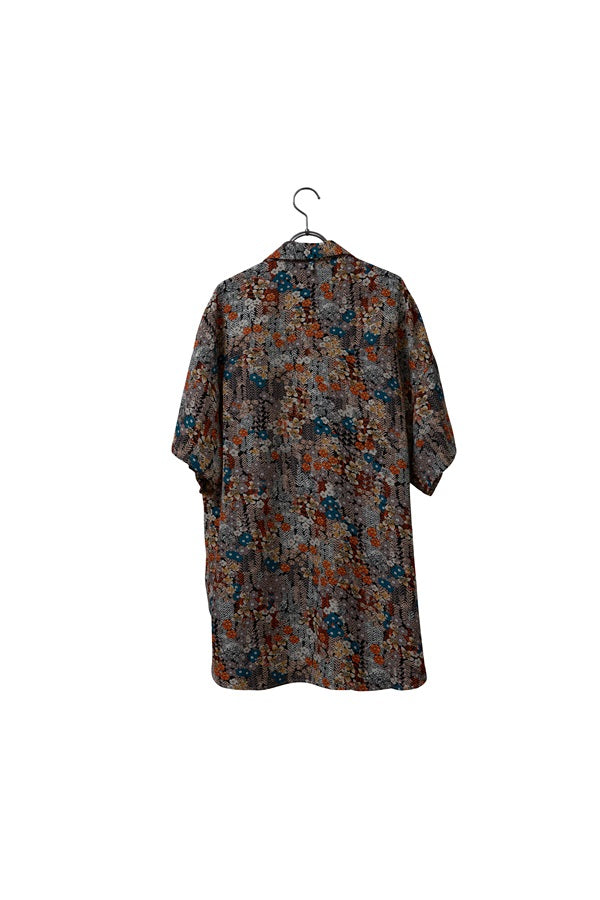 【INTERPLAY】 Open Collar S/S Over Size Shirt【3:Pattern】-BLACK Small Flower-＜UNISEX＞ 624380003-17F