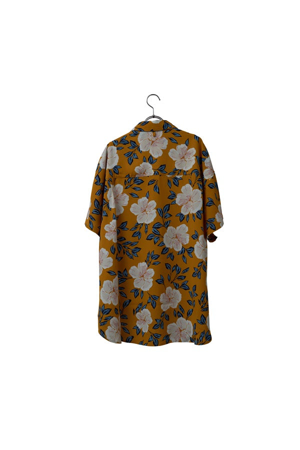 【INTERPLAY】 Open Collar S/S Over Size Shirt【3:Pattern】-MUSTARD Retro Flower-＜UNISEX＞ 624380003-34F