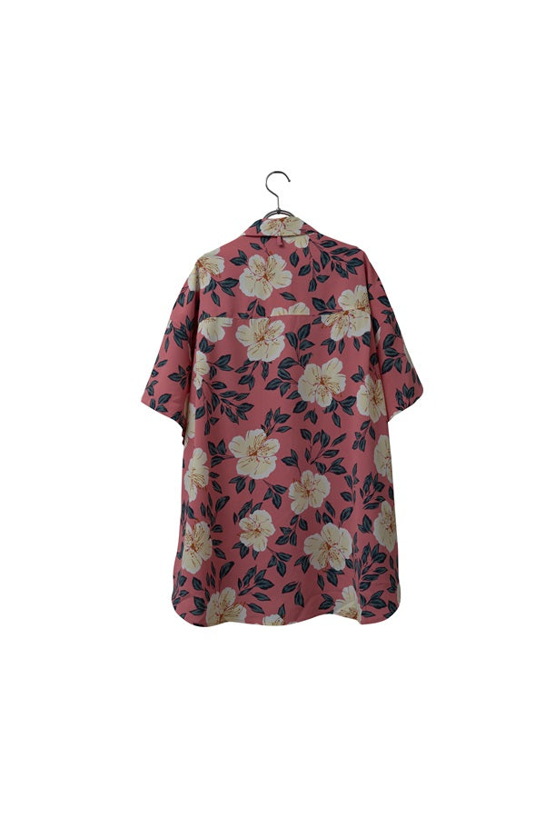 【INTERPLAY】 Open Collar S/S Over Size Shirt【3:Pattern】-Smoky PINK Retro Flower-＜UNISEX＞ 624380003-75F