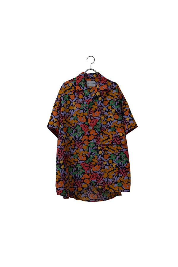 【INTERPLAY】 Open Collar S/S Over Size Shirt【3:Pattern】-NAVY Multi Retro Flower-＜UNISEX＞ 624380003-98F