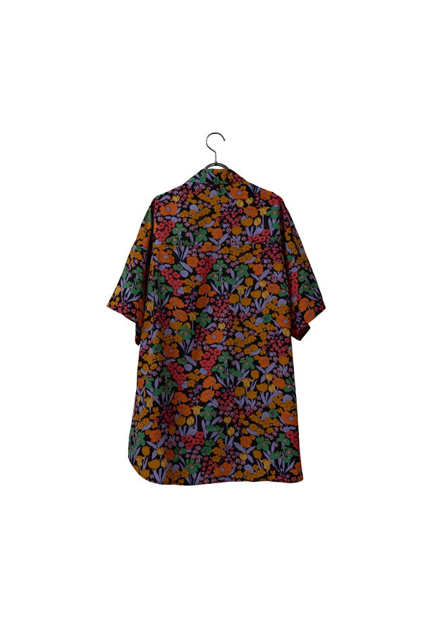 【INTERPLAY】 Open Collar S/S Over Size Shirt【3:Pattern】-NAVY Multi Retro Flower-＜UNISEX＞ 624380003-98F