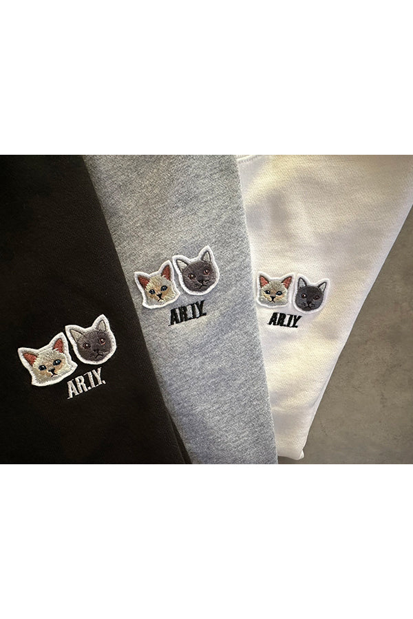 【INTERPLAY x AYA】Cat patch SWEAT(UNISEX)-WHITE-624520005-01M&XL