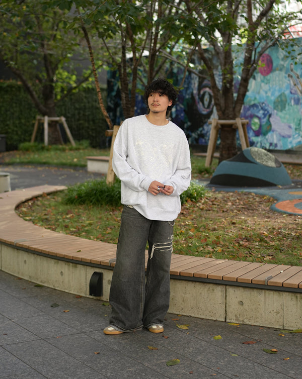 【INTERPLAY x Takeru】Rough Gaffiti Heart Sweat(UNISEX)-Ash Grey-624520011-11F