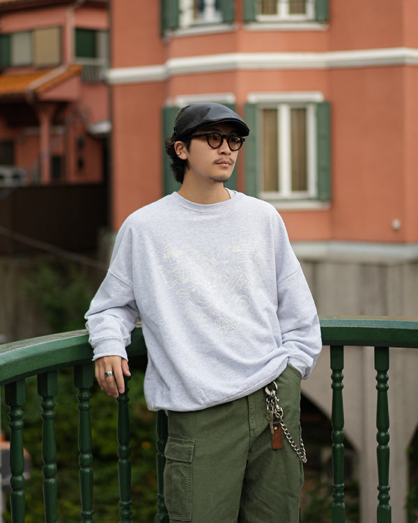 【INTERPLAY x Takeru】Rough Gaffiti Heart Sweat(UNISEX)-Ash Grey-624520011-11F