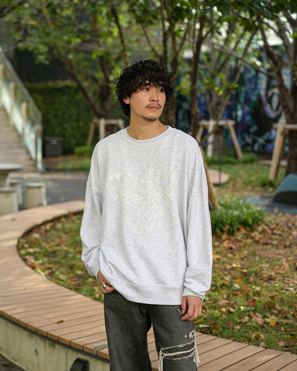 【INTERPLAY x Takeru】Rough Gaffiti Heart Sweat(UNISEX)-Ash Grey-624520011-11F