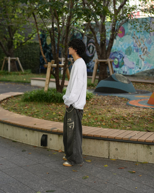 【INTERPLAY x Takeru】Rough Gaffiti Heart Sweat(UNISEX)-Ash Grey-624520011-11F