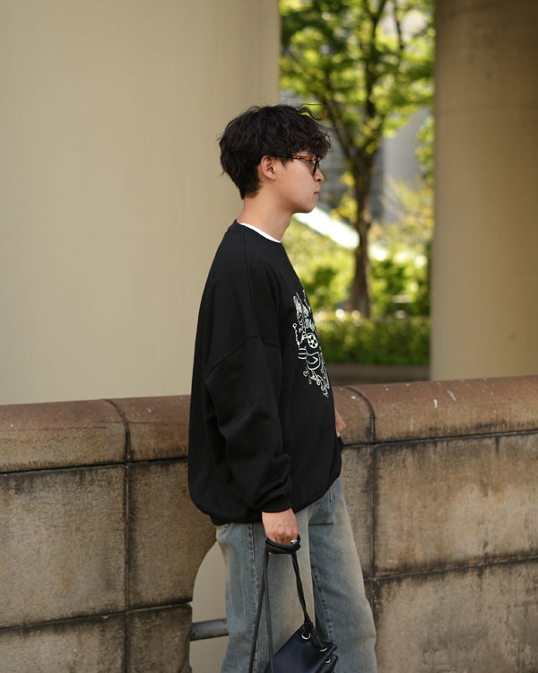 【INTERPLAY x Takeru】Rough Gaffiti Heart Sweat(UNISEX)-BLACK-624520011-19F