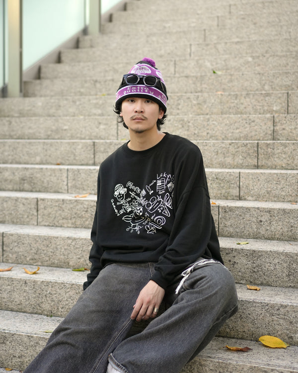 【INTERPLAY x Takeru】Rough Gaffiti Heart Sweat(UNISEX)-BLACK-624520011-19F