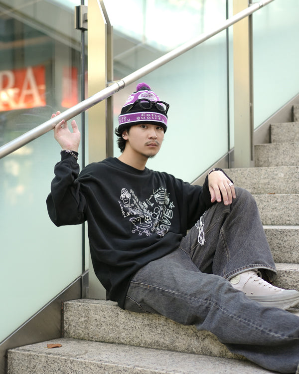 【INTERPLAY x Takeru】Rough Gaffiti Heart Sweat(UNISEX)-BLACK-624520011-19F