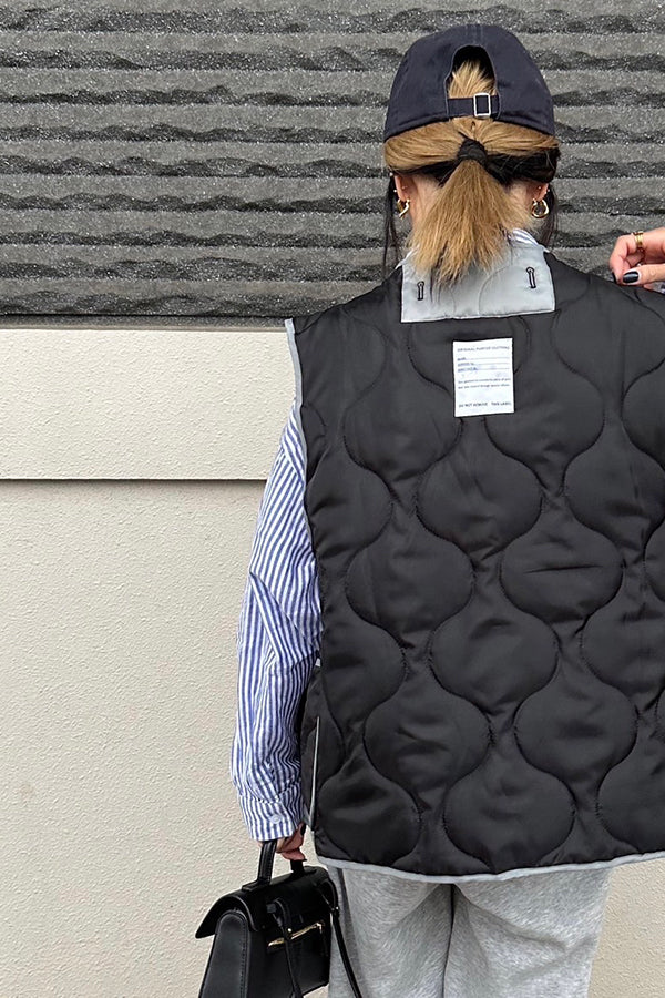 【INTERPLAY x AYA】Switching Quilt Vest-BLACK-624542003-19F