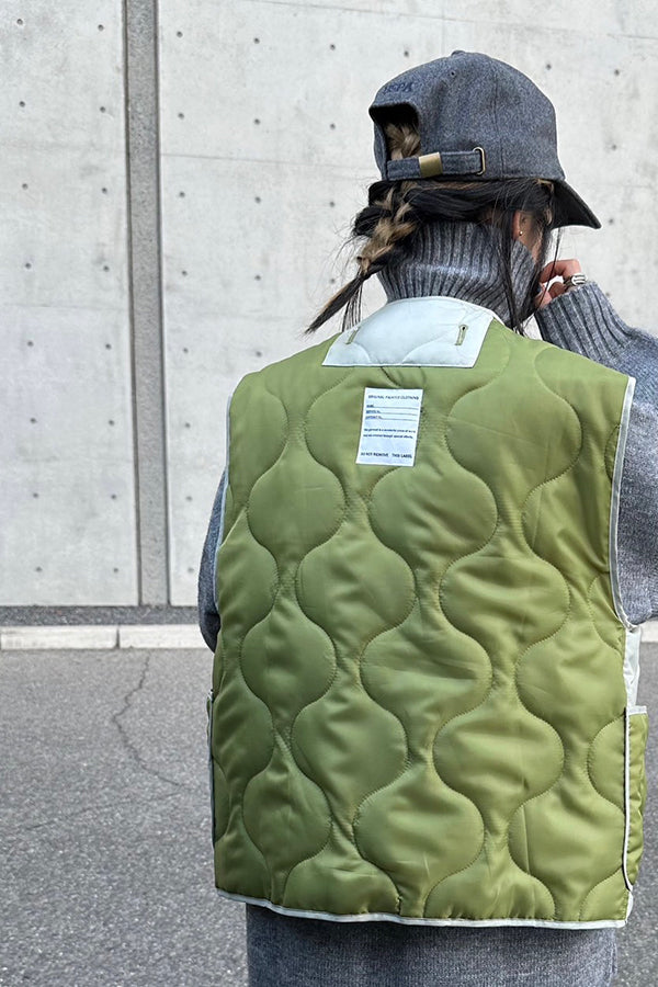 【INTERPLAY x AYA】Switching Quilt Vest-KHAKI-624542003-27F