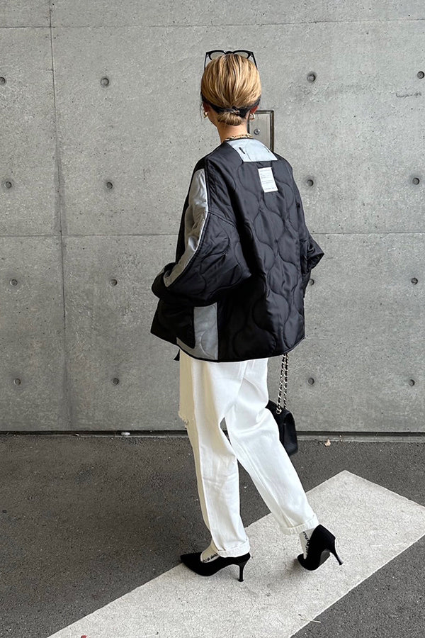 【INTERPLAY x AYA】Switching Quilt Blouson-BLACK-624542004-19F