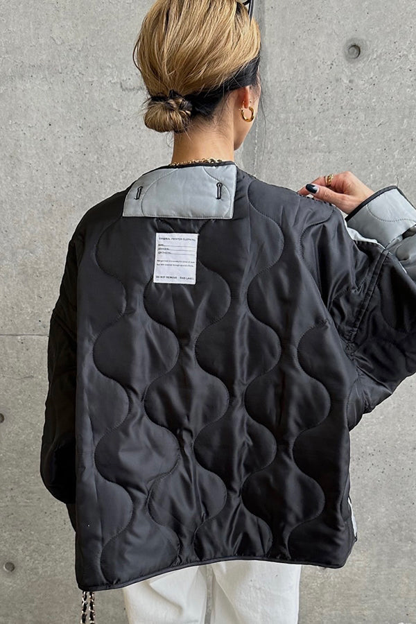 【INTERPLAY x AYA】Switching Quilt Blouson-BLACK-624542004-19F