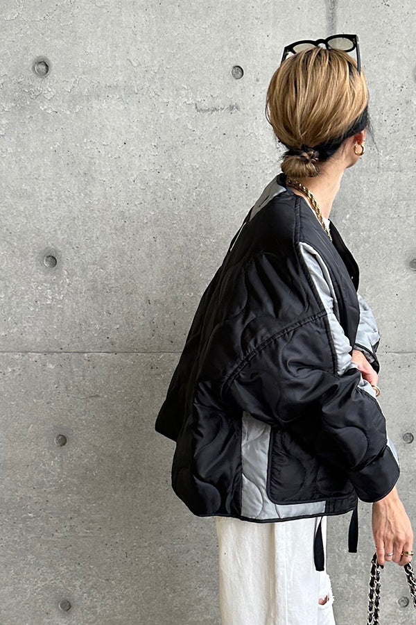 【INTERPLAY x AYA】Switching Quilt Blouson-BLACK-624542004-19F