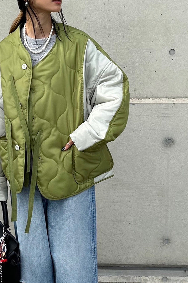 INTERPLAY x AYA】Switching Quilt Blouson-KHAKI-624542004-27F