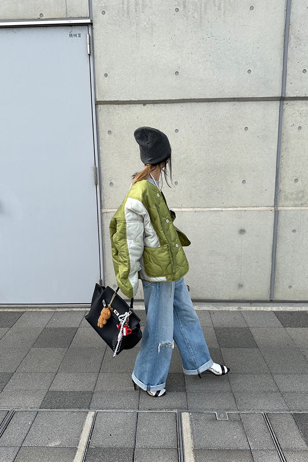 【INTERPLAY x AYA】Switching Quilt Blouson-KHAKI-624542004-27F